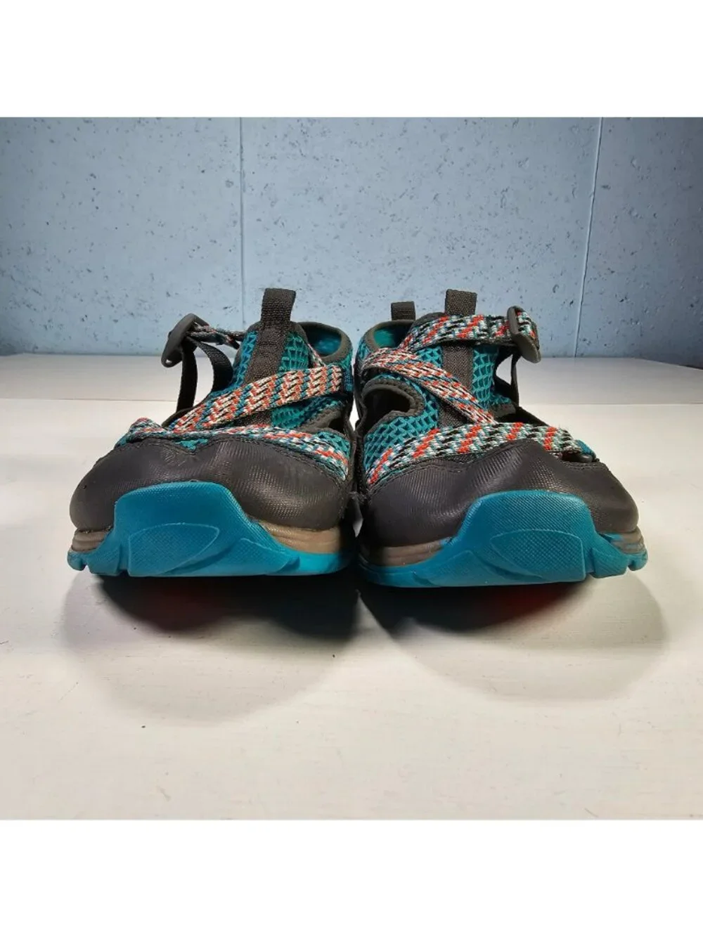 Chaco Odyssey Water Shoes Kids Sandals Junior Size 6 Gray Teal Blue J180285